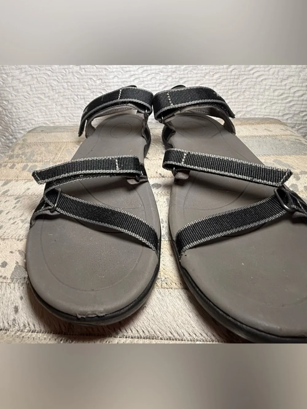 Teva Strappy Sport Sandals Black Trail Hiking Comfort US 7